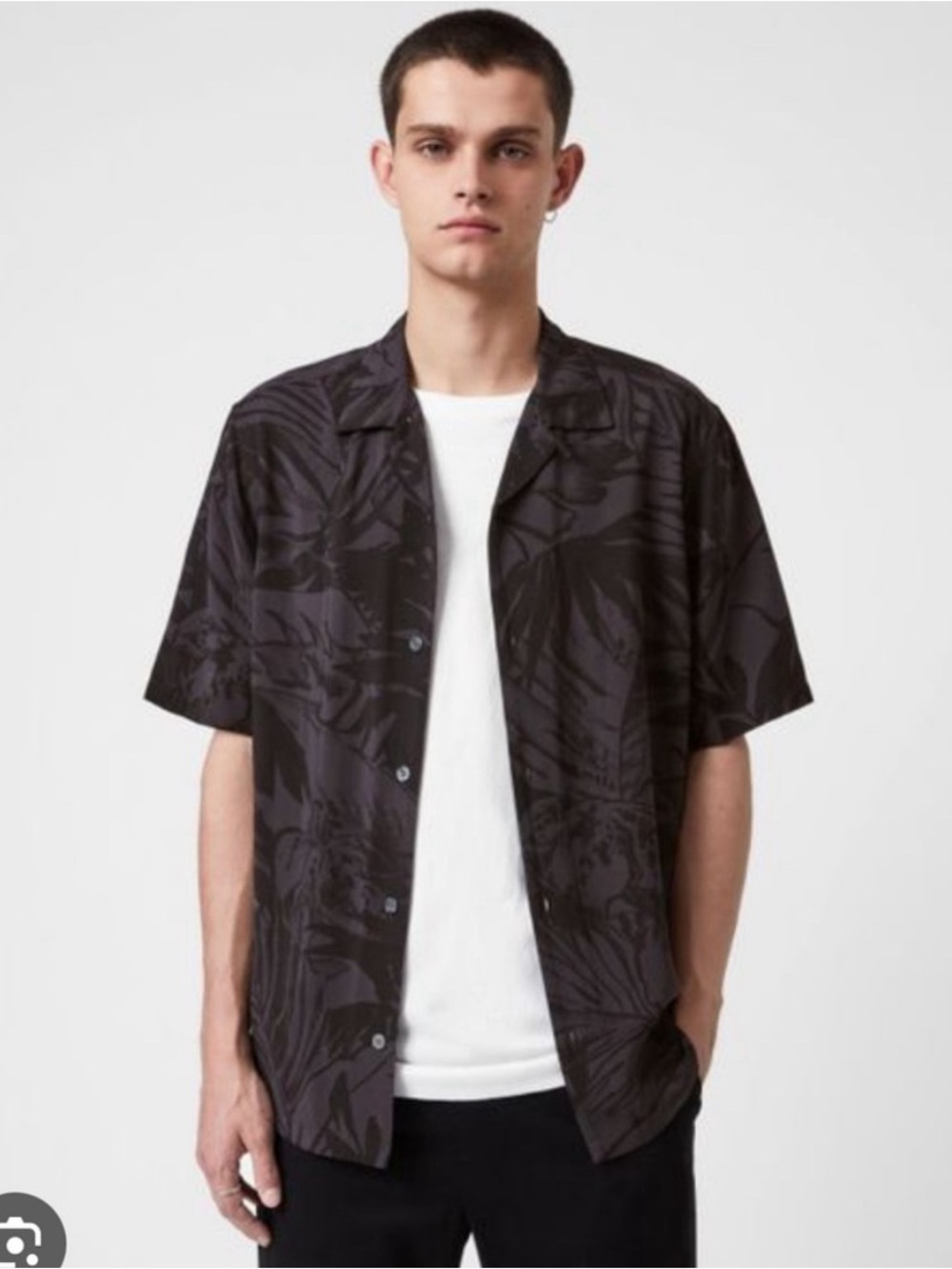All Saints Lanai Short Sleeve Button Down Print Shirt Size M NWOT